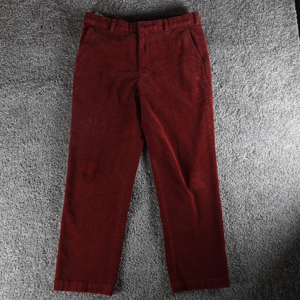 Brooks Brothers Clark Fit Mens 35x30 Burgundy Corduroy Pants Stretch Chino